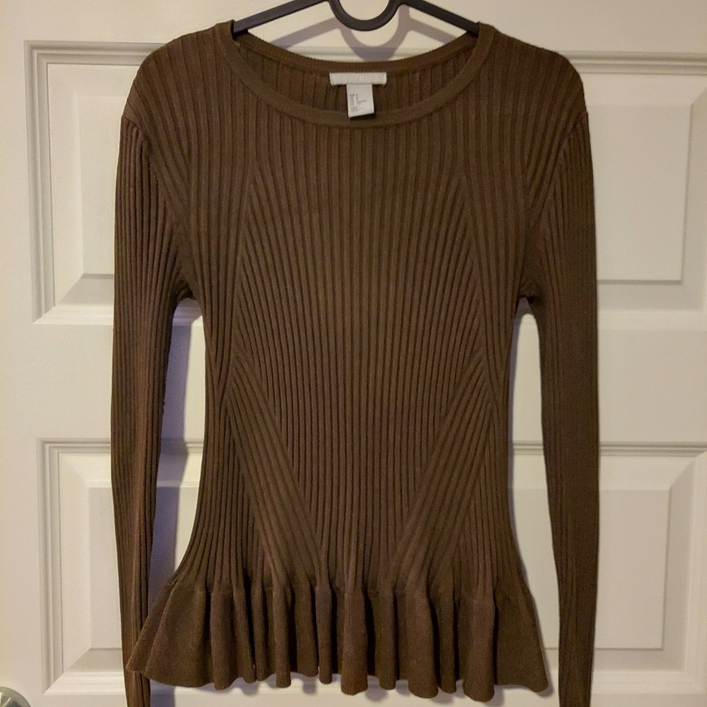 Peplum style ribbed blouse